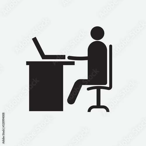 a workplace with table and chair desk men working or learning online tutorial office icon 