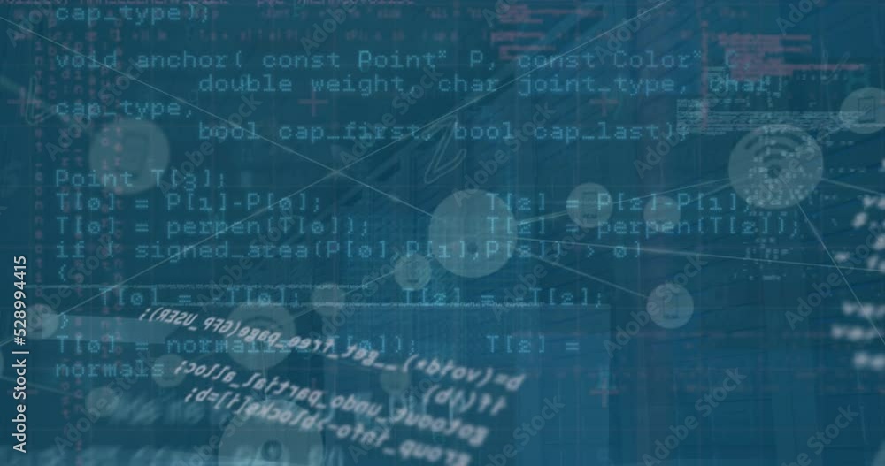 Animation of cyberattack warning with data processing and network of connections over server room Animation of cyberattack warning with data processing and network of connections over server room