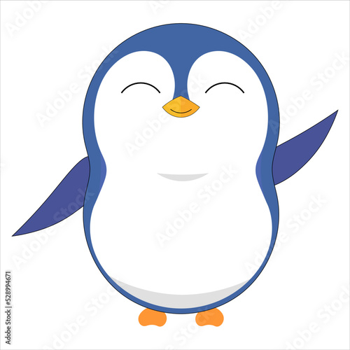 Vector illustration of cute little baby penguinicon in flat cartoon style.