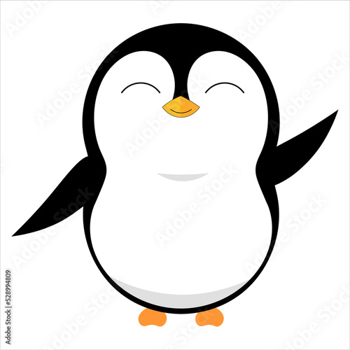 Vector illustration of cute little baby penguinicon in flat cartoon style.