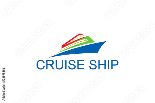 Cruise ship yacht logo design icon illustration vehicle transportation beach sea vacation