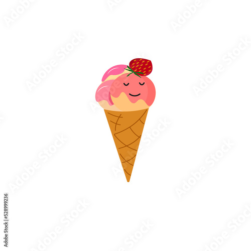 kawaii ice cream characters. Cute cartoon stickers. Vector illustration. For covers, notebooks, childrens games.