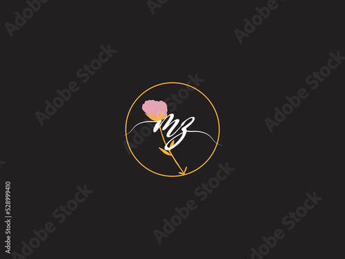 Luxury MZ Logo Icon, Signature Mz zm Letter Logo Icon Vector For Floral Or Boutique Business photo