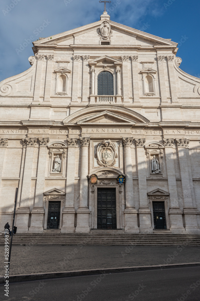 basilica of the jesuits and tomb of saint ignacius in rome street in ...