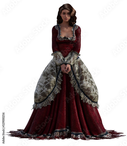 3D render of woman in ballgown