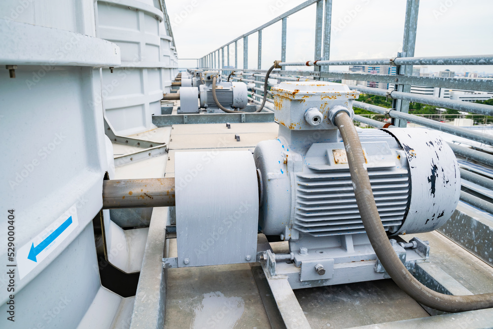 Electric motor industry in cooling tower system and install on rooftop