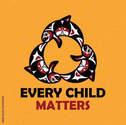 Every Child Matters. Vector Illustration. Design for Orange Shirt Day and National Day for Truth and Reconciliation. photo