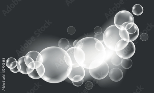 Realistic soap bubbles. Washing foam. Cleaning mockup