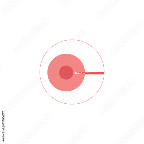Artificial insemination, injection icon. Fertilization of an egg by a sperm