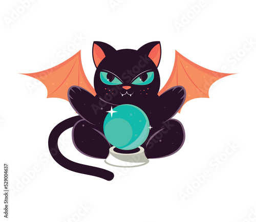 halloween cat and crystal ball