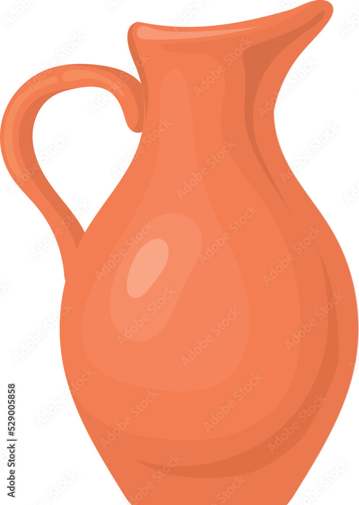 Classic clay pitcher. Old ceramic cartoon jug