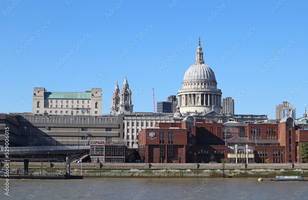 London, United Kingdom - 11.08.2022 : View of St. Paul's Cathedral, seen from across the Thames