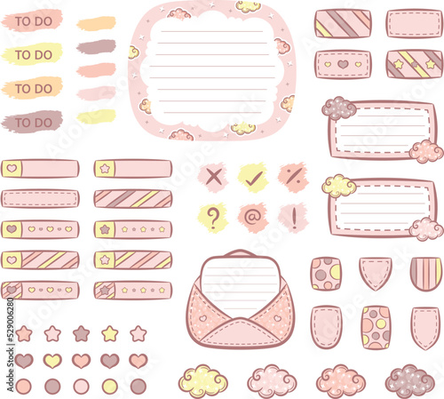 collection of digital printable frame notes with planners sticker and sticky notes pack