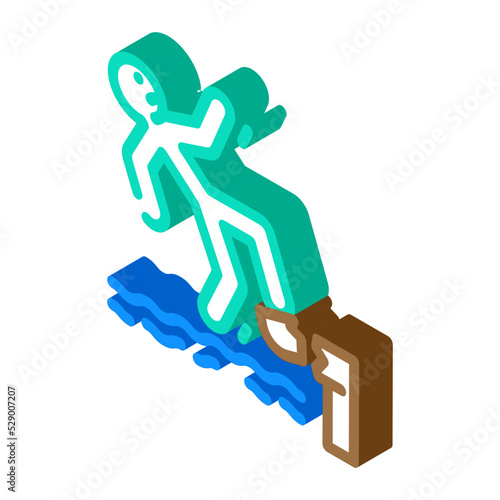 falling water man accident isometric icon vector. falling water man accident sign. isolated symbol illustration