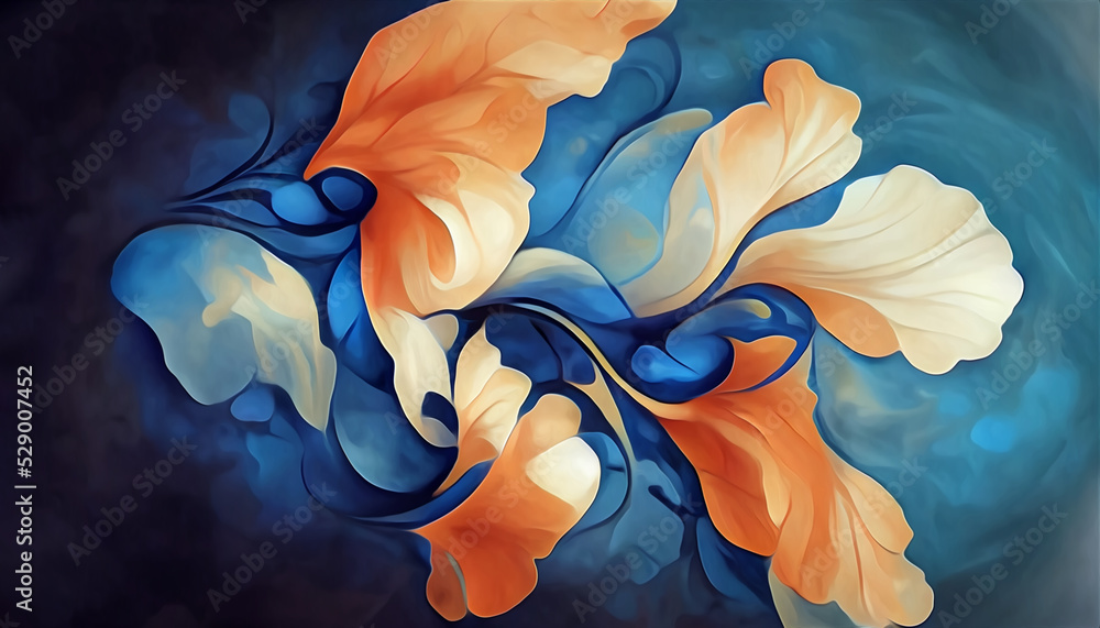 Abstract background of blue and orange flora background #007