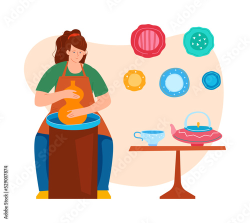 Pottery and hobby - modern colored vector poster