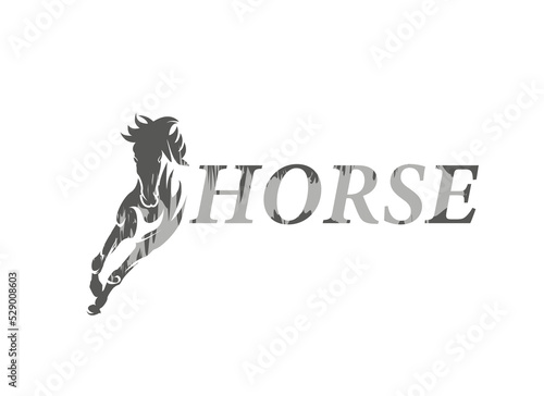 Horse Logo. Black Horse Silhouette Style Isolated on White Background. Suitable for Team  Business and Branding Logos. Flat Vector Design Template Element