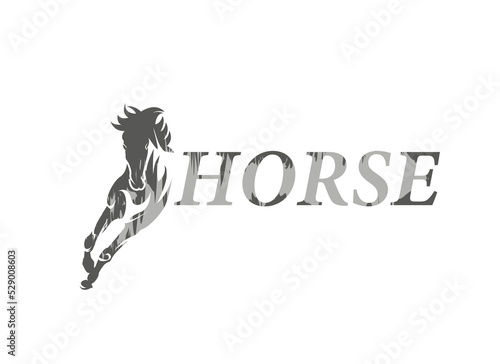 Horse Logo. Black Horse Silhouette Style Isolated on White Background. Suitable for Team, Business and Branding Logos. Flat Vector Design Template Element