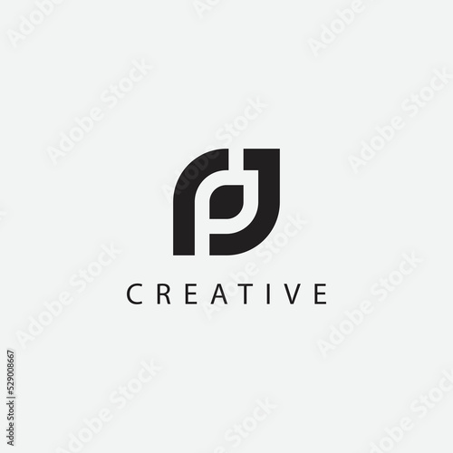 Creative minimalist Letters P and J logo icon design template elements.