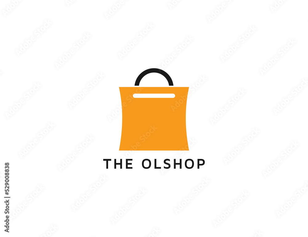 Online shop logo with shopping bag illustration