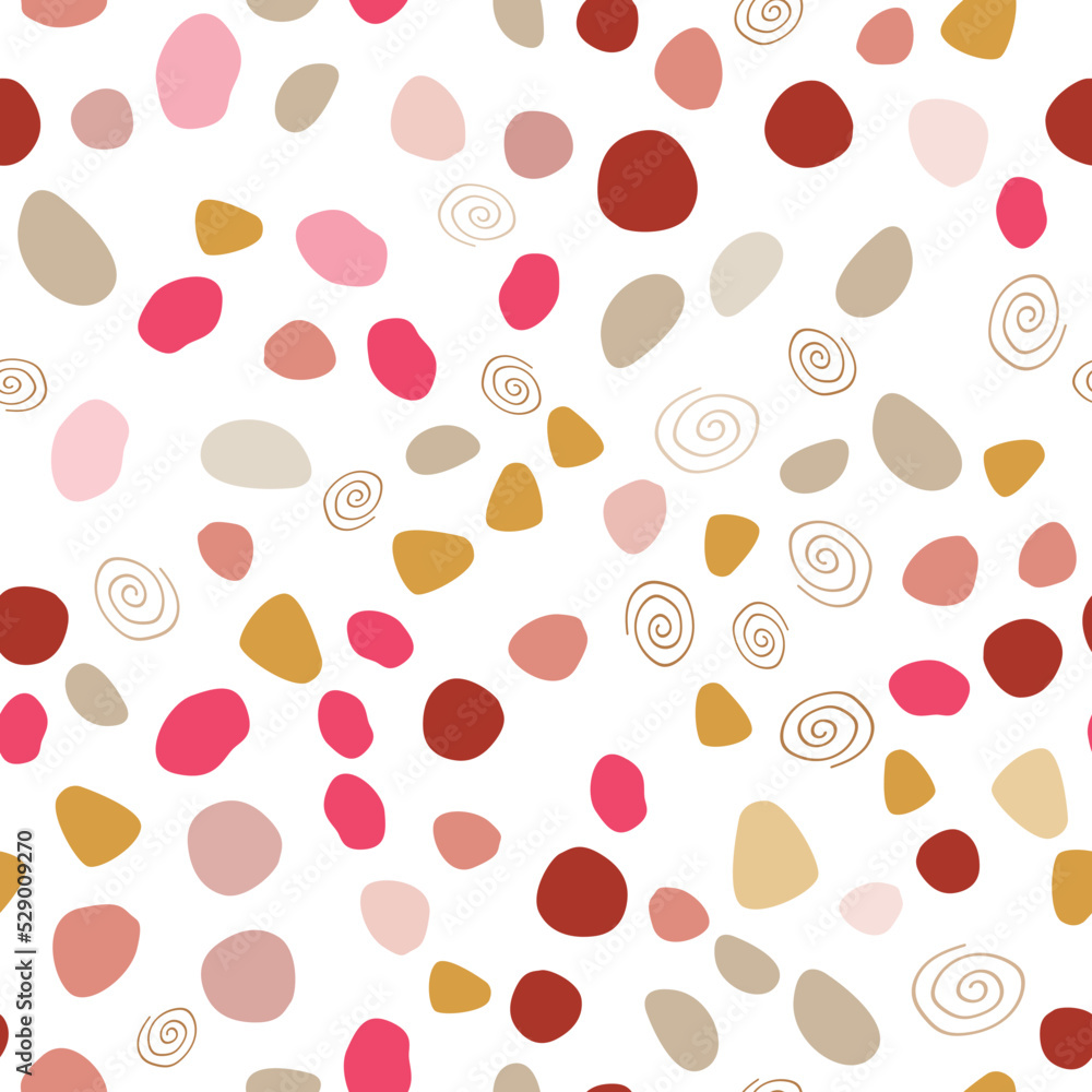Abstract trendy seamless patterns set with hand drawn colorful shapes