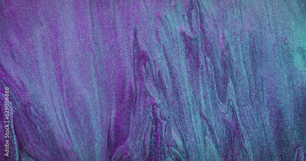 Obraz premium Neon glitter wave. Fluorescent abstract background. Marble pattern. Blue purple color particles grain texture holographic empty space wallpaper.