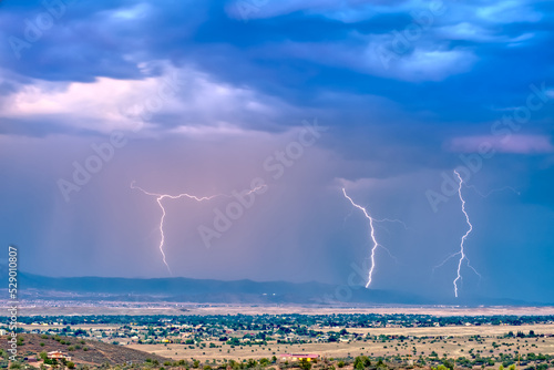 A lightning storm building over Mingus Mountain just east of Chino Valley Arizona during the 2022 Monsoon season.