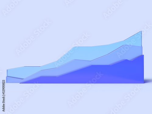 3D graph chart with a colorful separated section on a light background. Illustration for sustainable business  ecological development  or big data. visualization of information.