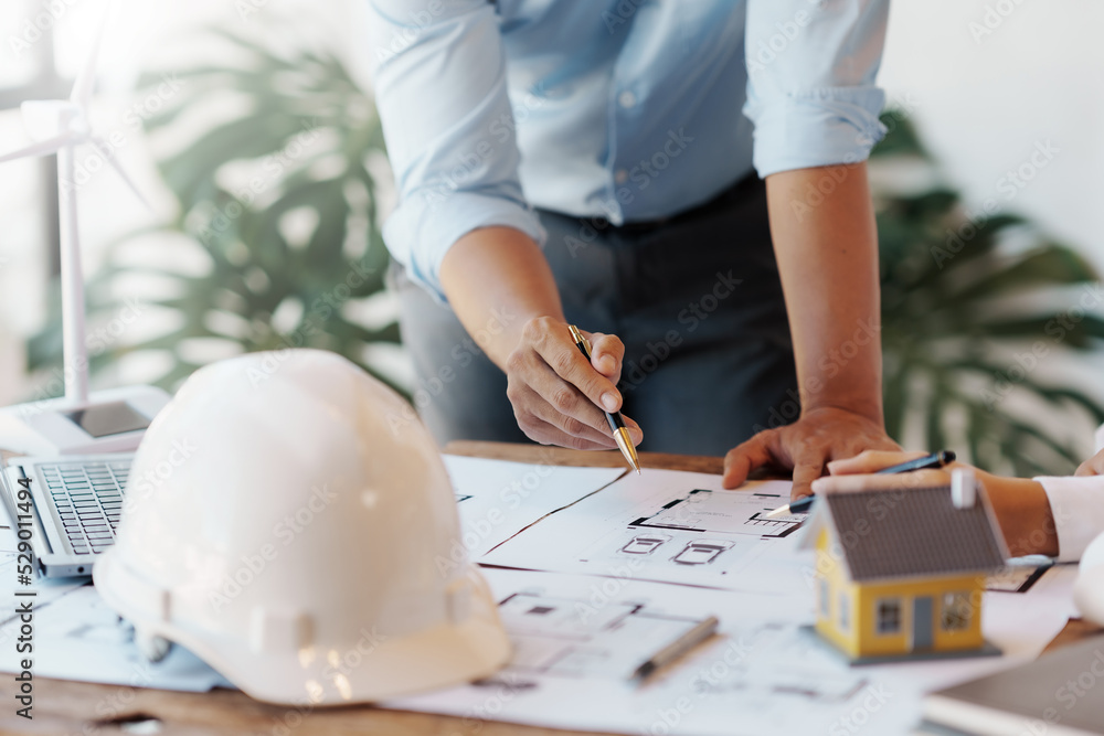 Engineer or architect meeting planning project working together and