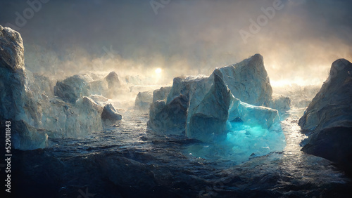 Bild auf Leinwand Icebergs floating in the Antarctic Ocean