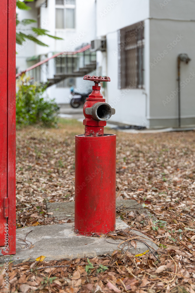 Red old fire hydrant in the street Red old fire hydrant in the street