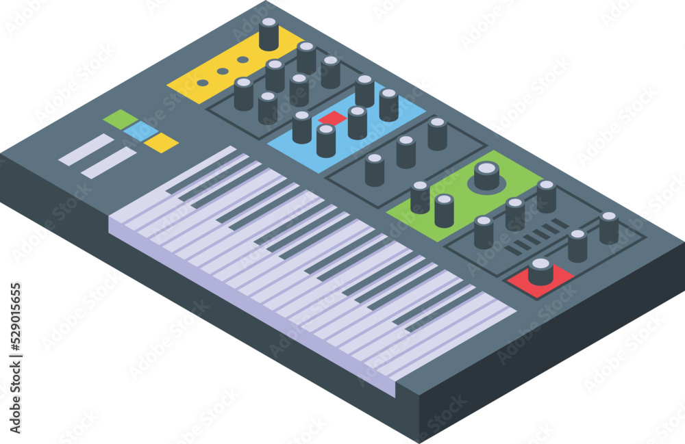 Play synthesizer icon isometric vector. Dj music. Song device