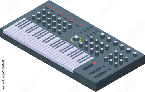 Techno synthesizer icon isometric vector. Dj art. Piano instrument
