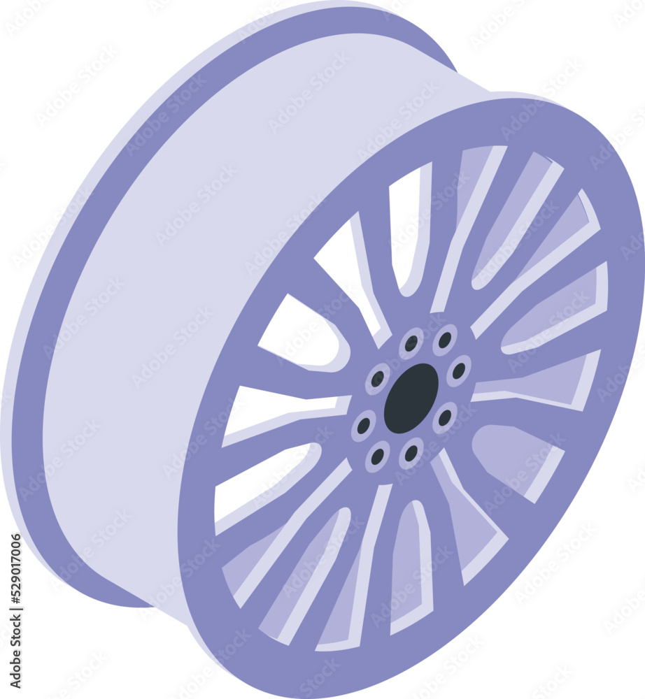 Aluminium wheel icon isometric vector. Car repair. Sport metal