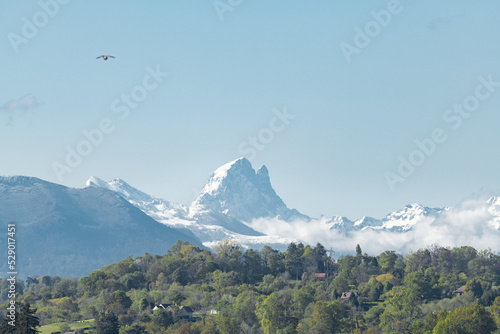 Slika na platnu Le pic du Midi d'Ossau depuis le boulevard des Pyrénées à Pau, France