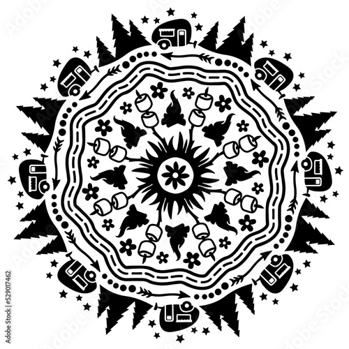 Mandala Camp decor Camping gift Travel trailer clipart