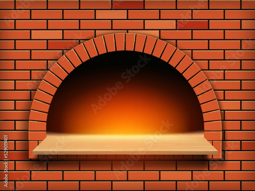 Traditional brick wood burning oven for baking pizza or bread