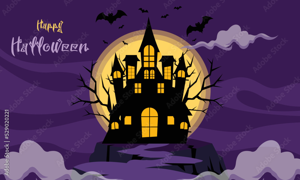Colorful Halloween design background - Halloween Background Haunted House - Happy Halloween