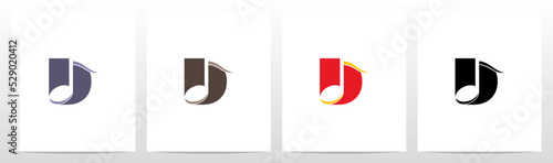 Quaver Music Note On Letter Logo Design D