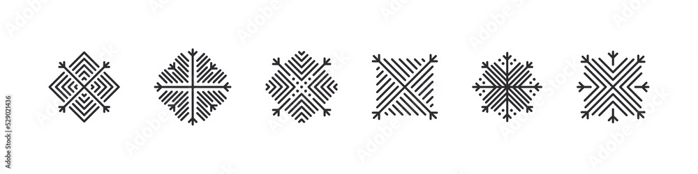 Snowflakes icons set. Modern christmas icons. Xmas signs. Beautiful snowflakes. Vector icons Snowflakes icons set. Modern christmas icons. Xmas signs. Beautiful snowflakes. Vector icons