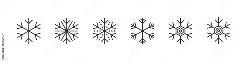 Obraz premium Snowflakes icons set. Simple christmas icons. Xmas signs. Beautiful snowflakes. Vector icons