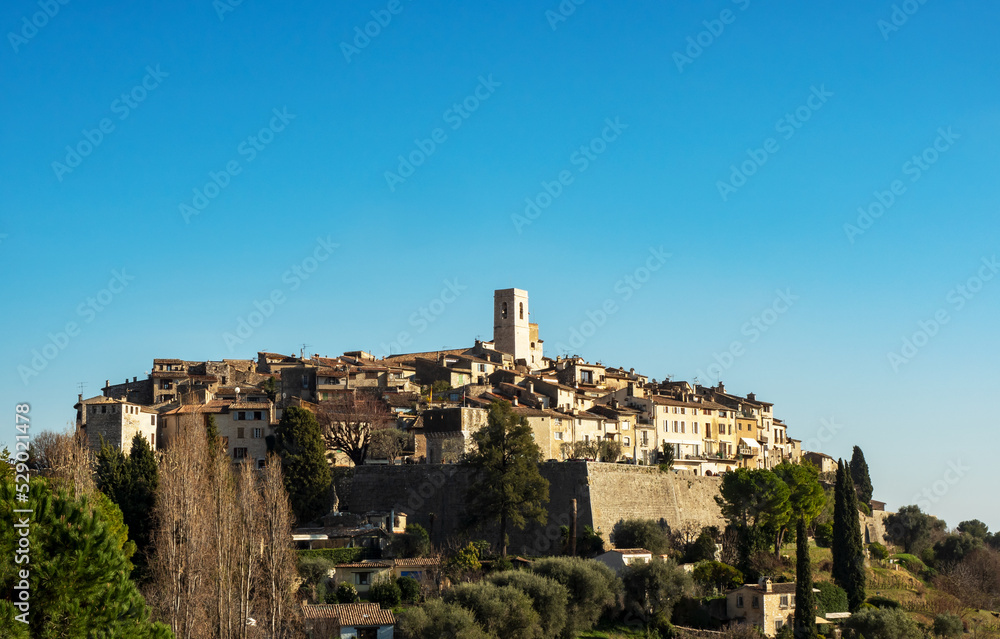 View of Saint Paul de Vence, a picturesque medieval Provencal stone village