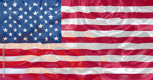 FLAG OF THE UNITED STATES, USA REFLECTION IN WATER WITH WAVES 3D ILLUSTRATION