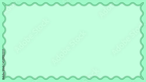 Minimalism in the style of paper cutting. Background for presentation or web design with a wavy two-layer frame in green tones.