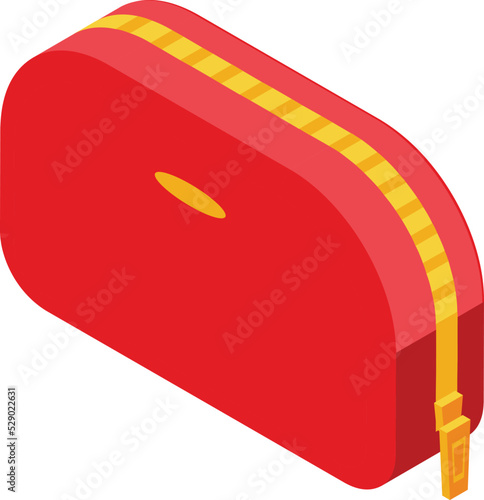 Red fashion box icon isometric vector. Makeup bag. Woman kit