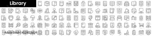 Set of outline library icons. Minimalist thin linear web icons bundle. vector illustration.