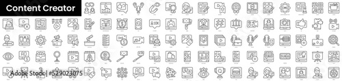 Set of outline content creator icons. Minimalist thin linear web icons bundle. vector illustration. photo
