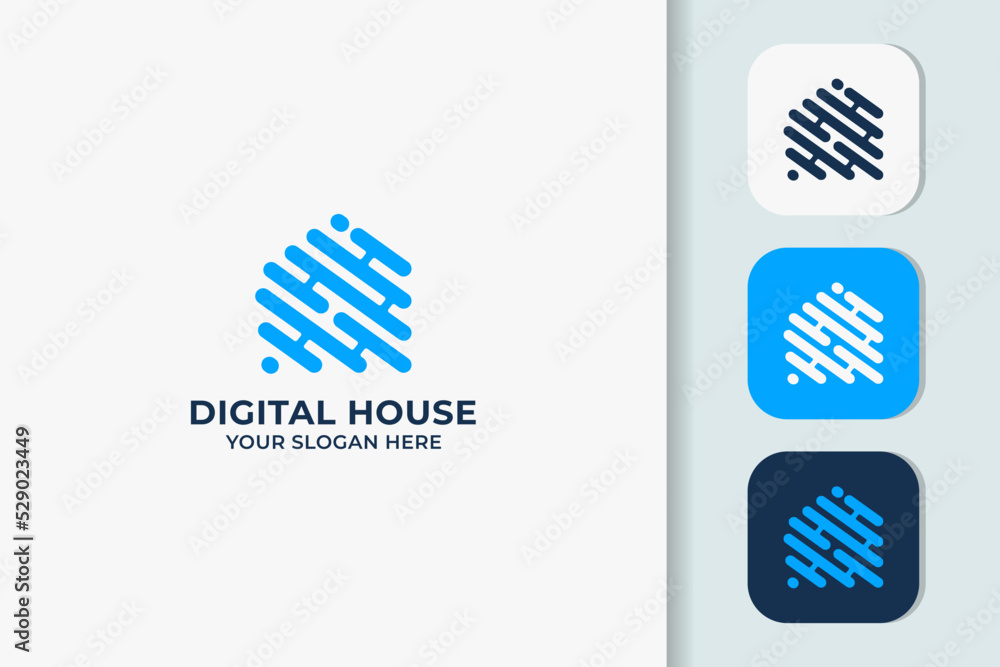 abstract digital house modern logo design abstract digital house modern logo design