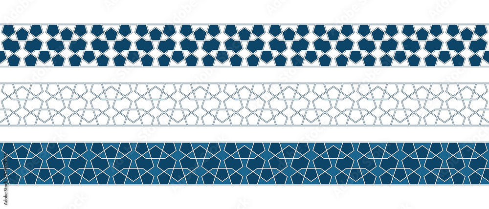 Set of borders of Islamic pattern for Ramadan greetings cards and templates. Vector illustration. Set of borders of Islamic pattern for Ramadan greetings cards and templates. Vector illustration.