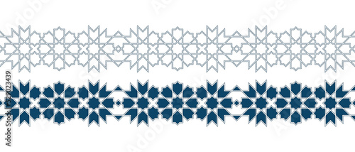 Set of borders of Islamic pattern for Ramadan greetings cards and templates. Vector illustration.